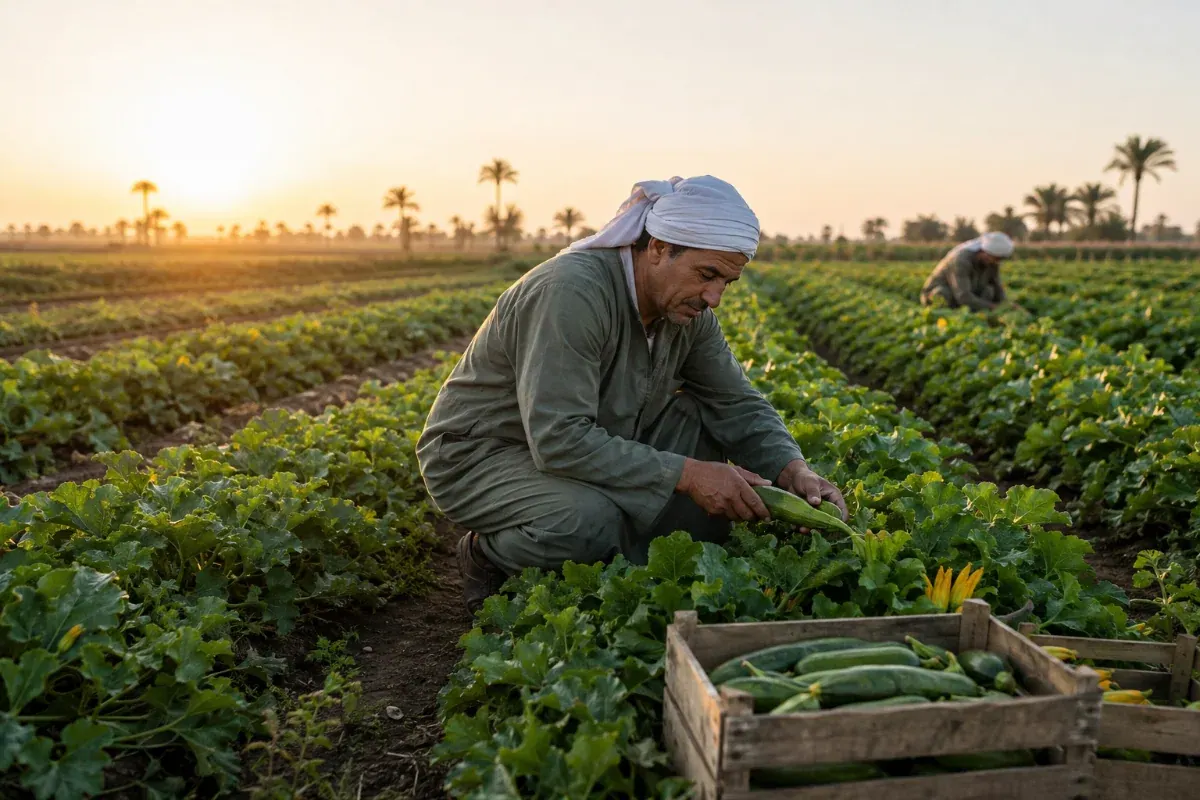 An Agro Health grower inspecting the crop at golden hour
